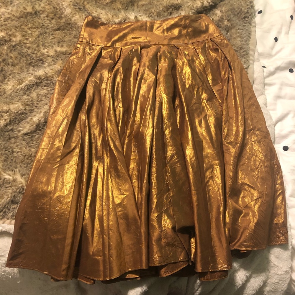 Vintage DKNY gold silk circle skirt size 8